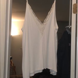 AEO Ribbed Low V Tank with Lace Details